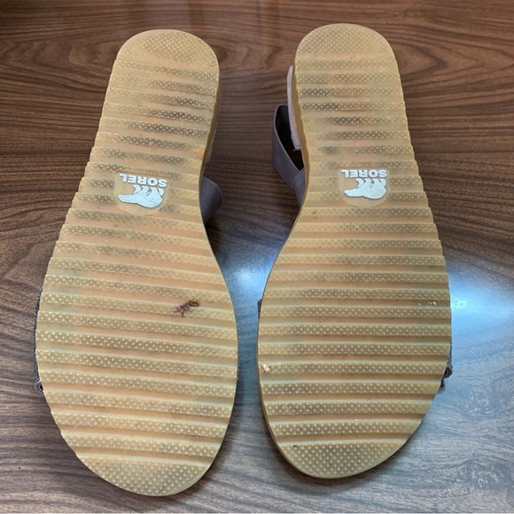 SOREL Ella Sandals Womens 7.5 Gold Brown Metallic Leather Strappy Gladiator Flat - Picture 5 of 7